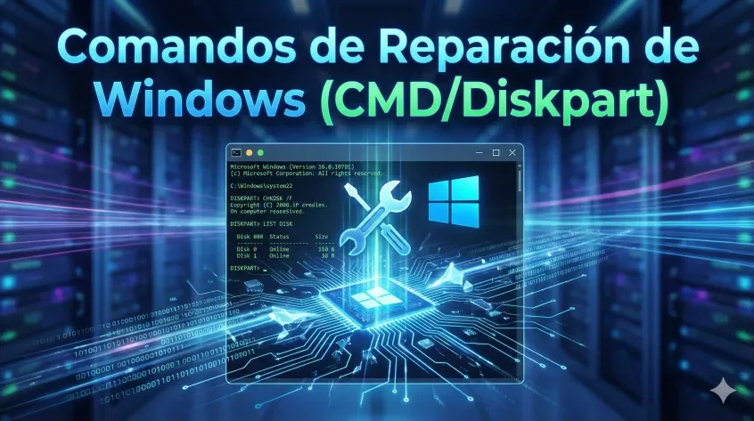 Comandos Reparación Windows CMD DiskPart