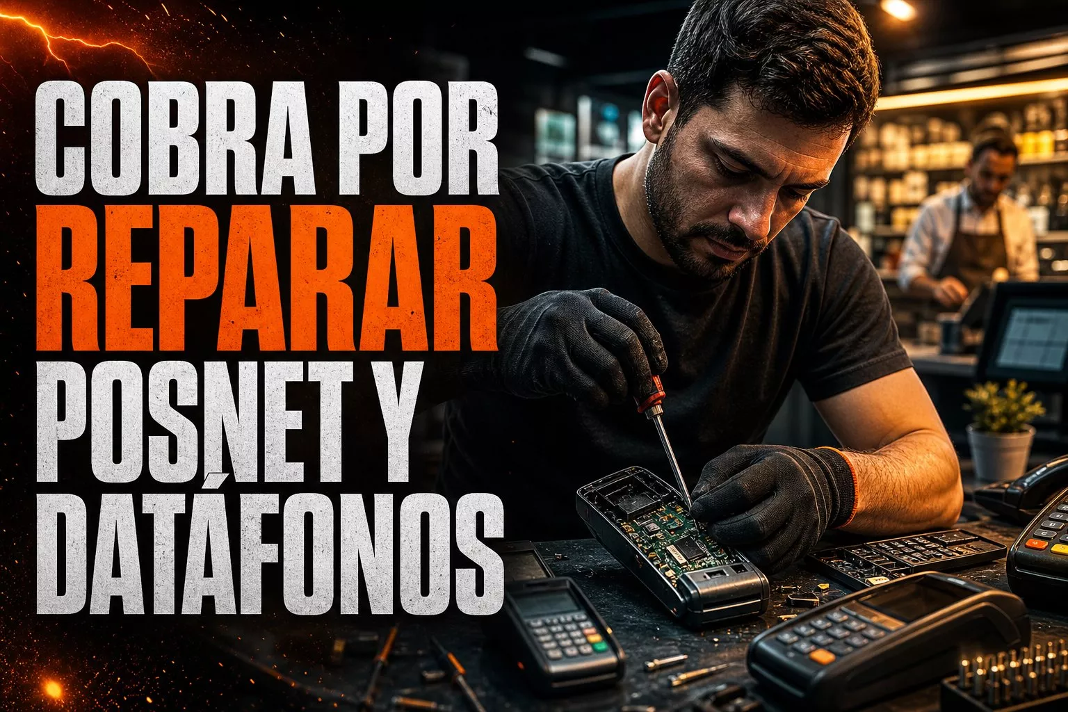 Cobra reparando posnet y datáfonos